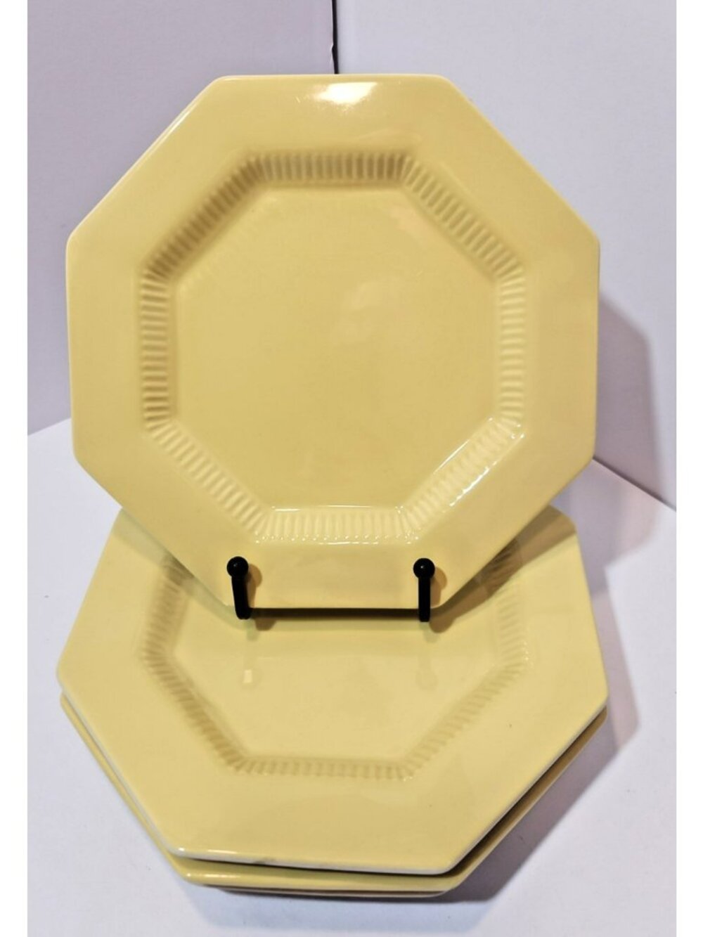 Vintage Independence Ironstone Octagon Daffodil 8" Salad Plates Set of 4